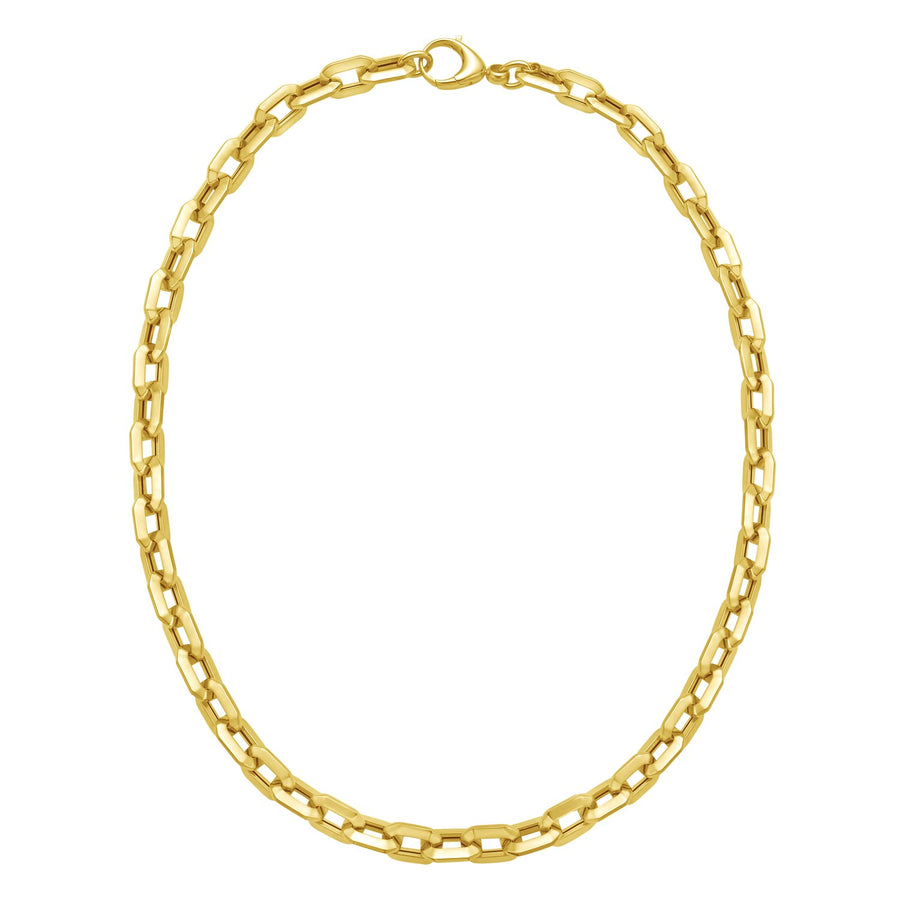 14K Yellow Gold Faceted Octagonal Link Chain Necklace (8.10 mm)