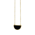 14K yellow gold necklace with half-moon black onyx stone