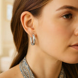 Sterling Silver Round Hoop Earrings thumbnail 3