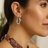 Sterling Silver Round Hoop Earrings thumbnail 4