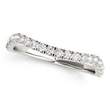 14K white gold ring with curved row of round diamond stones thumbnail 1