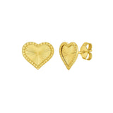 14K yellow gold heart ring with radiating engraved detail thumbnail 1