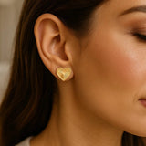 14K Yellow Gold Radiating Heart Stud Earrings thumbnail 2