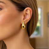 Large Raindrop Stud Earrings in 14K Yellow Gold thumbnail 3