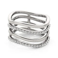 14K white gold multiple band ring with round diamond stones