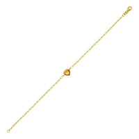 14K Yellow Gold Citrine Heart Bracelet (1.50 mm)