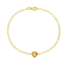 14K Yellow Gold Citrine Heart Bracelet (1.50 mm)