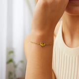14K Yellow Gold Citrine Heart Bracelet (1.50 mm) thumbnail 3