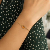 14K Yellow Gold Citrine Heart Bracelet (1.50 mm) thumbnail 4