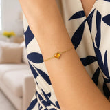 14K Yellow Gold Citrine Heart Bracelet (1.50 mm) thumbnail 5