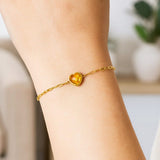14K Yellow Gold Citrine Heart Bracelet (1.50 mm) thumbnail 6