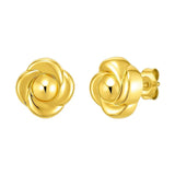 14K Yellow Gold Floral Stud Earrings thumbnail 1