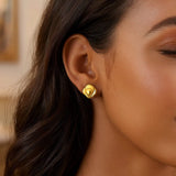 14K Yellow Gold Floral Stud Earrings thumbnail 2