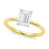 10K yellow gold ring with one round diamond in a solitaire setting thumbnail 1