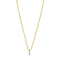 14K yellow gold initial I pendant necklace with one diamond stone