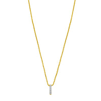 14K Yellow Gold Mini Diamond I Initial Pendant Necklace