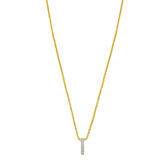 14K Yellow Gold Mini Diamond I Initial Pendant Necklace