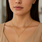 14K Yellow Gold Mini Diamond I Initial Pendant Necklace thumbnail 5