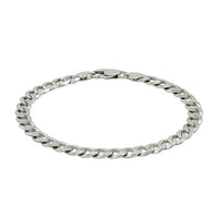 Rhodium Plated 7.2mm Sterling Silver Curb Style Bracelet