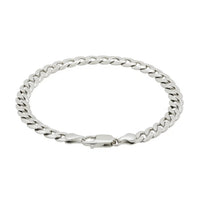 Rhodium Plated 7.2mm Sterling Silver Curb Style Bracelet