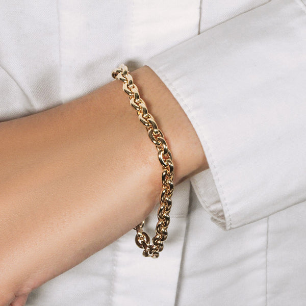 14k Yellow Gold Polished Oval Link Bracelet (6.20 mm)