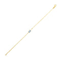 14K yellow gold paperclip bracelet with blue topaz accent