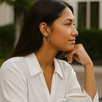 10k White Gold Polished Hoop Earrings (1.5x30mm)