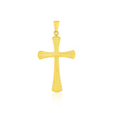 14k Yellow Gold Cross Pendant with Beaded Texture thumbnail 1