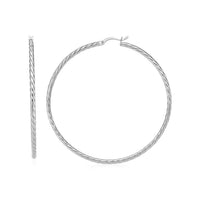 Hoop Earrings with Twist Texture in Sterling Silver