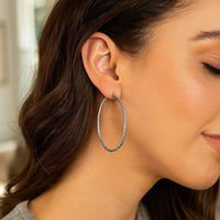 Hoop Earrings with Twist Texture in Sterling Silver