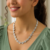 Sterling Silver Rhodium Plated Puffed Mariner Chain (9.20 mm) thumbnail 5