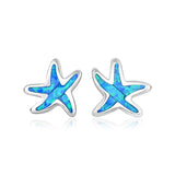 Sterling Silver Starfish Earrings with Opal thumbnail 1