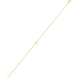 14K yellow gold mini initial A bracelet on a fine cable chain thumbnail 1