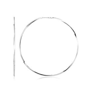 Sterling Silver Large Polished Round Hoop Earrings(60mm)