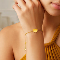 14k Yellow Gold Adjustable Heart Bracelet (0.90 mm)