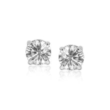 Load image into Gallery viewer, 14k White Gold Round CZ Stud Earrings(8mm)