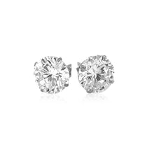 Load image into Gallery viewer, 14k White Gold Round CZ Stud Earrings(8mm)