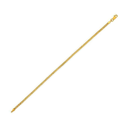 14K yellow gold Bismark bracelet with 2.50 mm woven flat link chain