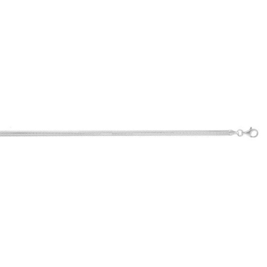 Sterling Silver Rhodium Plated Oval Snake Chain (3.30 mm)