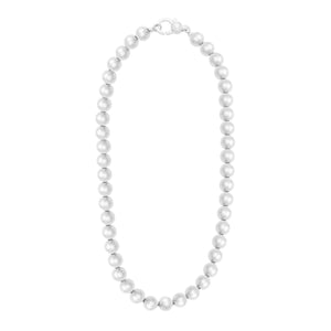 Sterling Silver Rhodium Plated Bold Bead Necklace