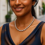 Sterling Silver Rhodium Plated Bold Bead Necklace thumbnail 4