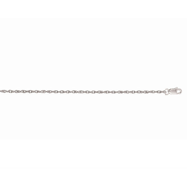 14k White Gold Machine Rope Chain (1.10 mm)