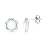 Sterling Silver Rounded Mother of Pearl Earrings thumbnail 1