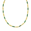 14K yellow gold necklace with rectangle malachite links