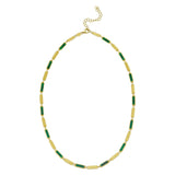 14K Yellow Gold Malachite Rectangle Links Necklace (3.50 mm) thumbnail 2
