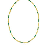 14K Yellow Gold Malachite Rectangle Links Necklace (3.50 mm) thumbnail 3