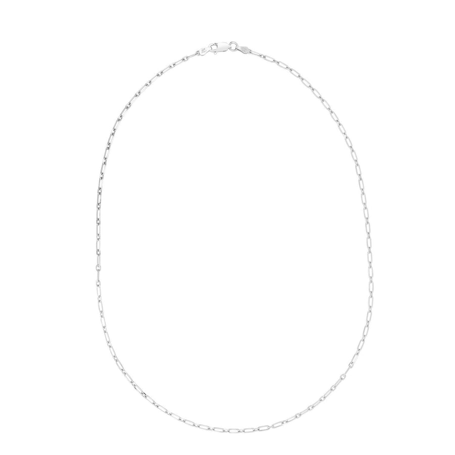 Sterling Silver Rhodium Plated Petite Alternating Paperclip Chain (2.30 mm)