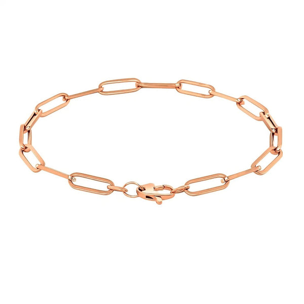 14K Rose Gold Extra Wide Paperclip Chain Bracelet