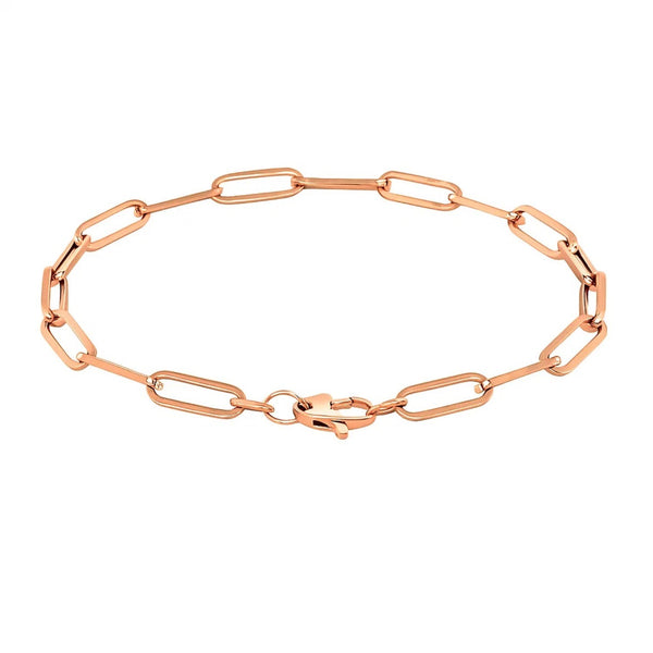 14K Rose Gold Extra Wide Paperclip Chain Bracelet