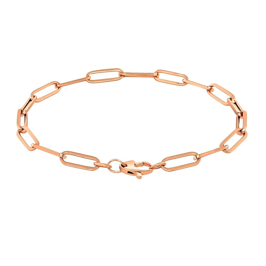 14K Rose Gold Extra Wide Paperclip Chain Bracelet